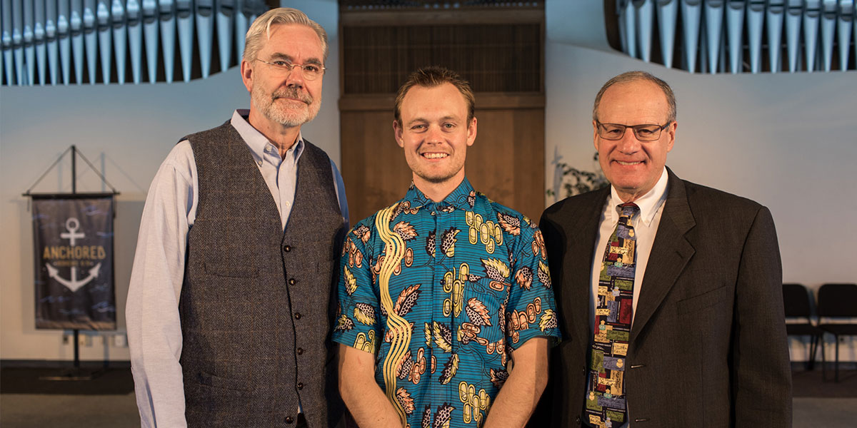 Dr. Jack Shultz, Sam Fluegge, and President Krueger